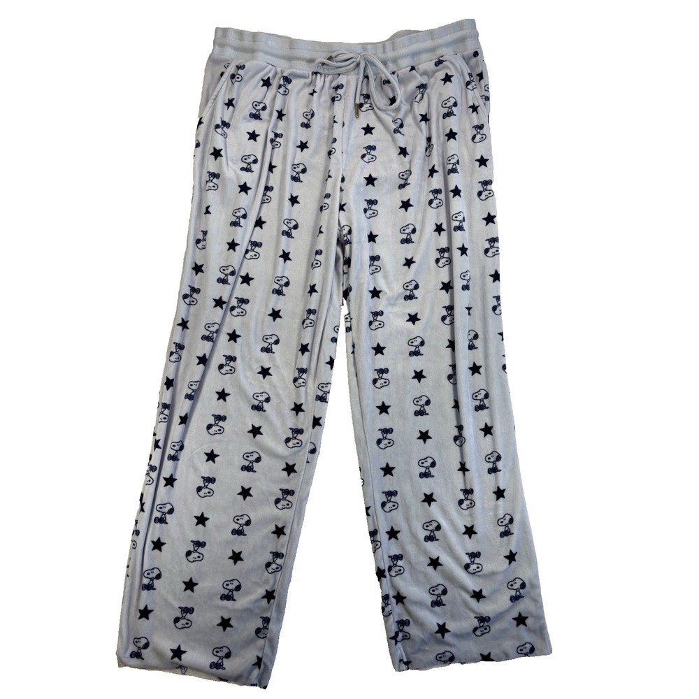 Peanuts Women's XXL Blue Cozy Winter Snoopy Pajama Pants Loungewear Soft